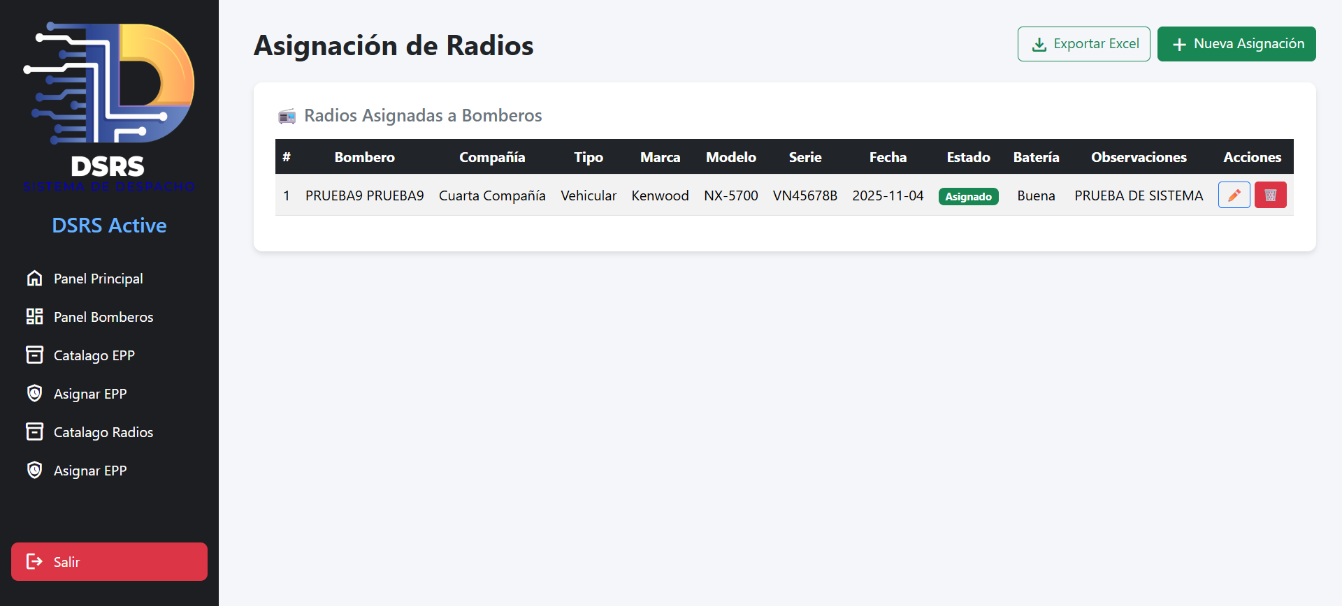 Asignación de Radios